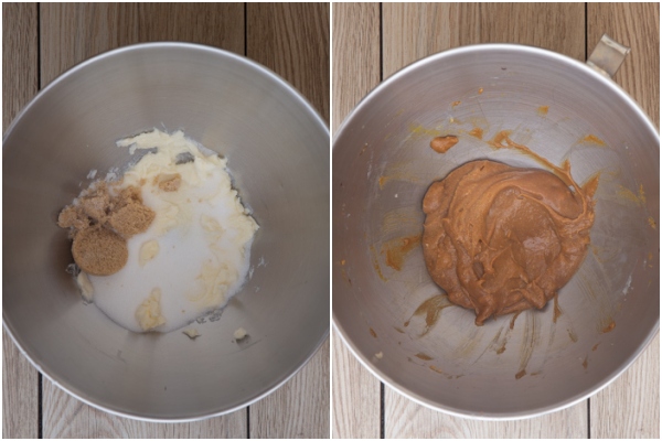 Beating the butter & sugar & molasses before and after.